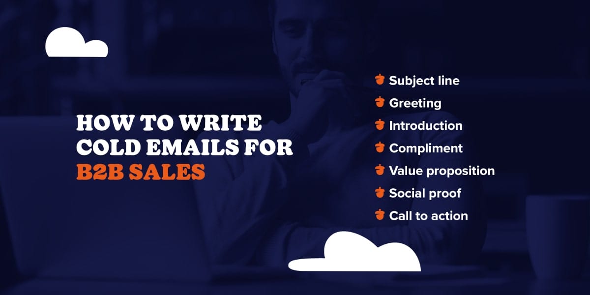 Graphic with the elements of cold emails for B2B sales