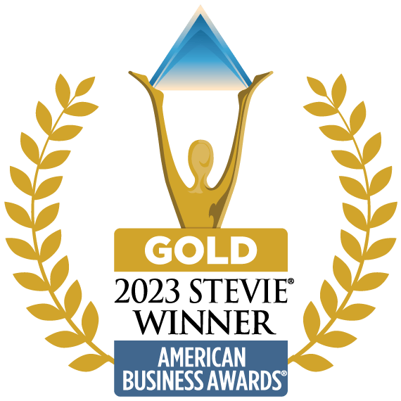 a Gold 2023 Stevie Winner badge from the American Business Awards