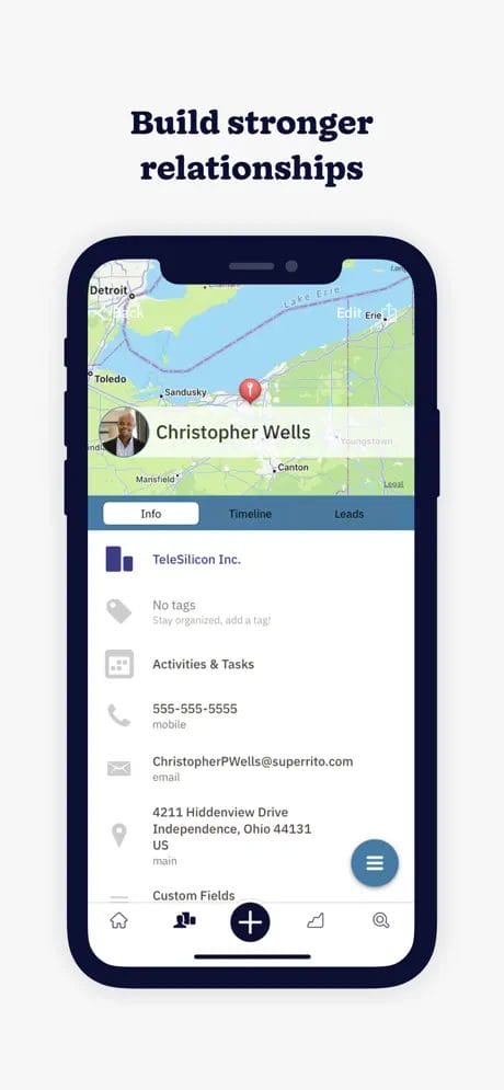 a Nutshell mobile app screenshot with the words build stronger relationships on it
