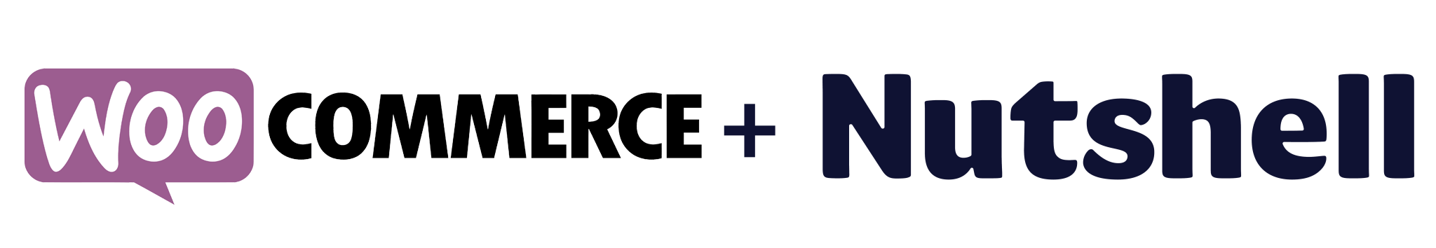en logo for WooCommerce og Nutshell på hvit bakgrunn