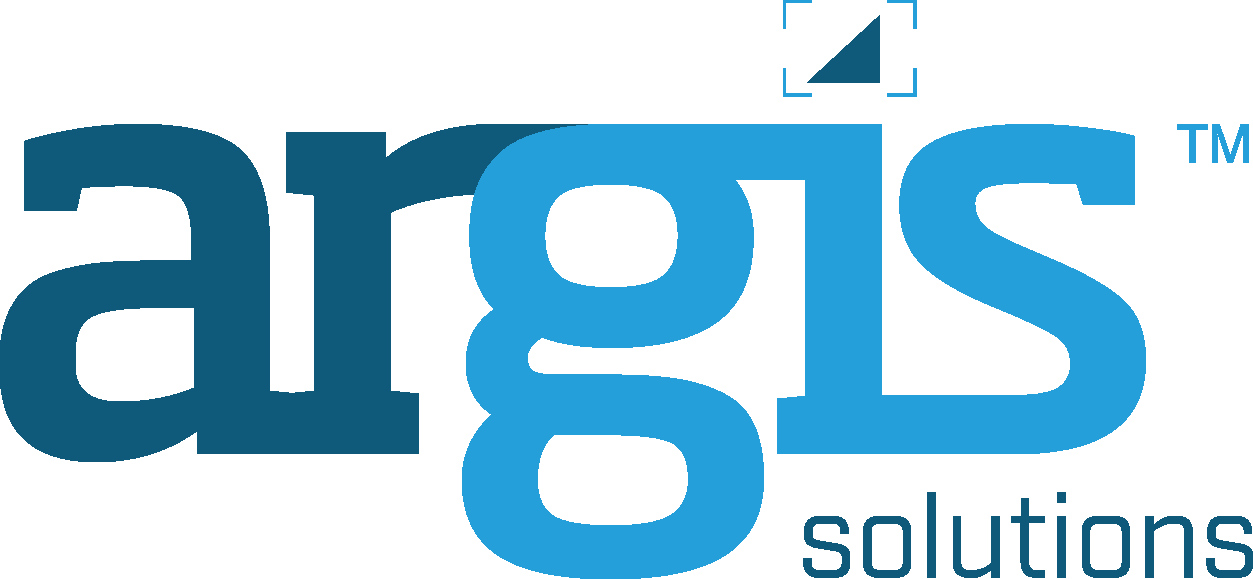 en blå logo for argis solutions med hvit bakgrunn
