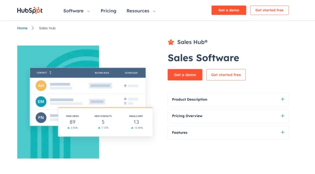 hubspot sales hub lead tracking software