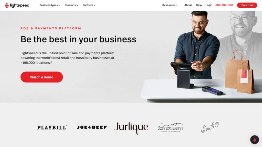 Lightspeed point of sale (POS) system page screenshot