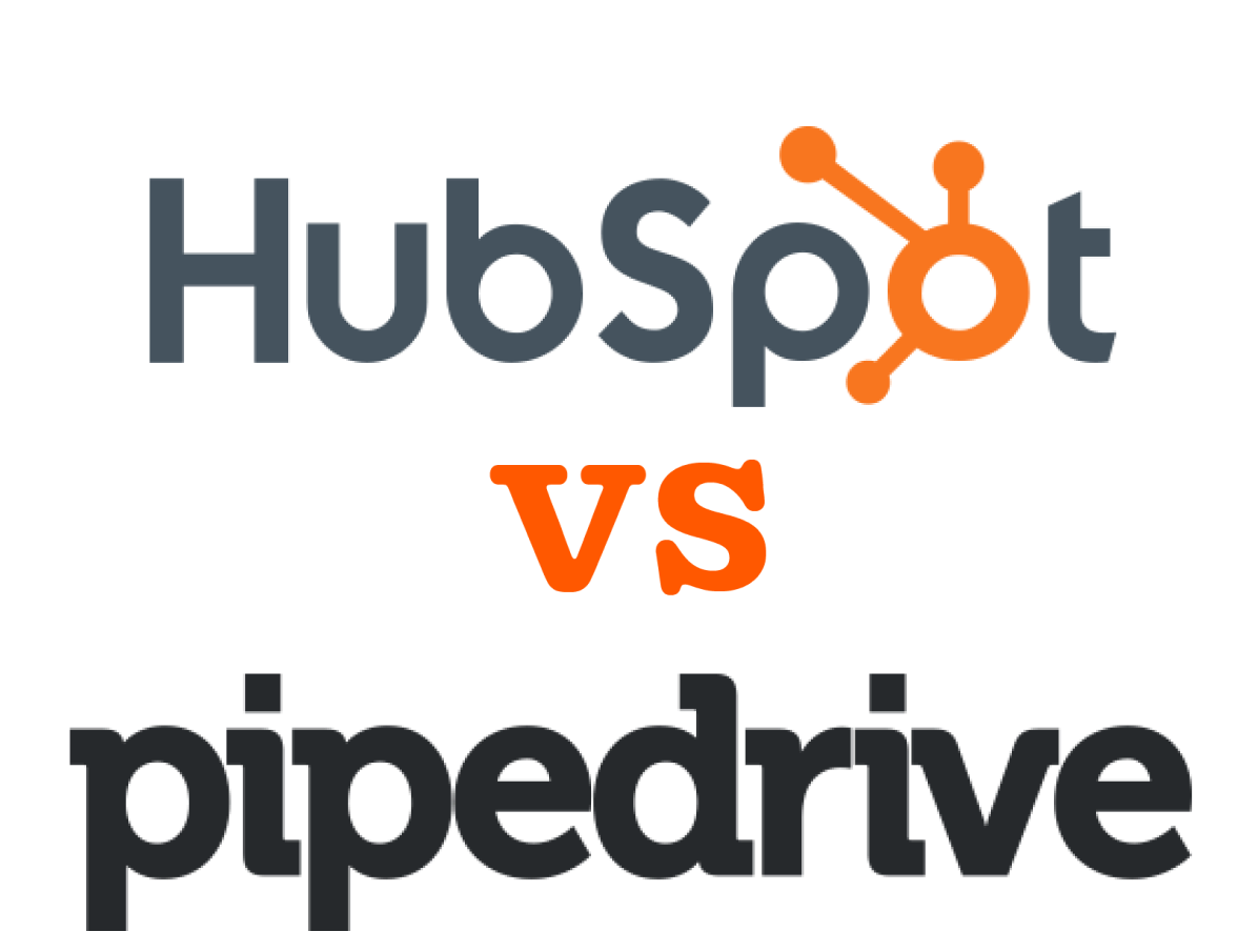 hubspot vs pipedrive logos graphic