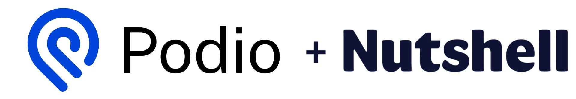 Podio and Nutshell logos integration graphic