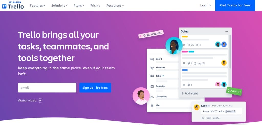 Trello homepage project management software for IT companies