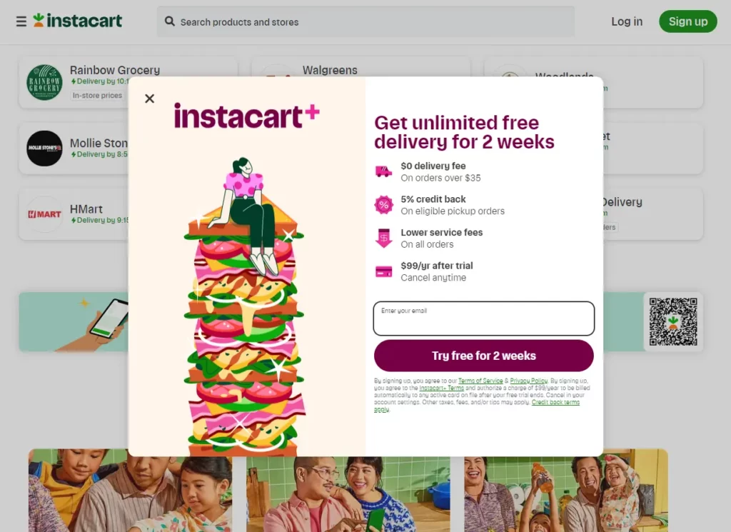 prominent boxes visual cue example from instacart