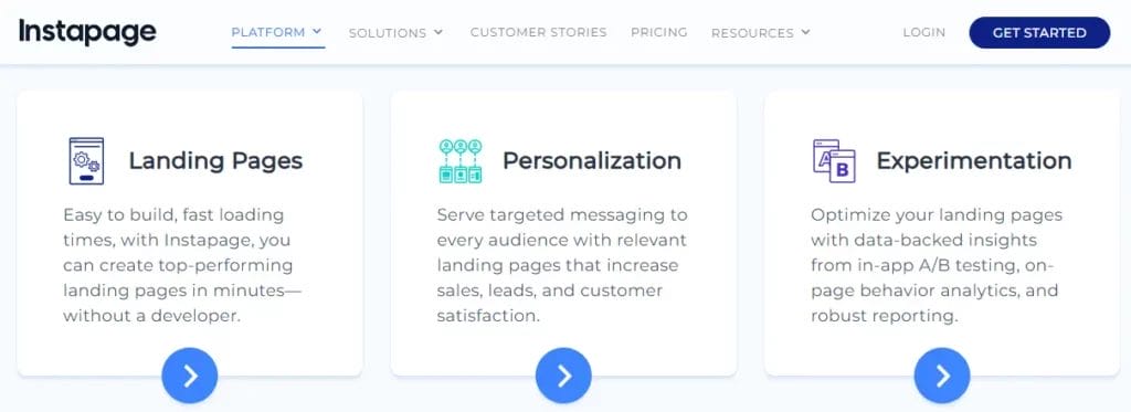 an arrow visual cue example from instapage