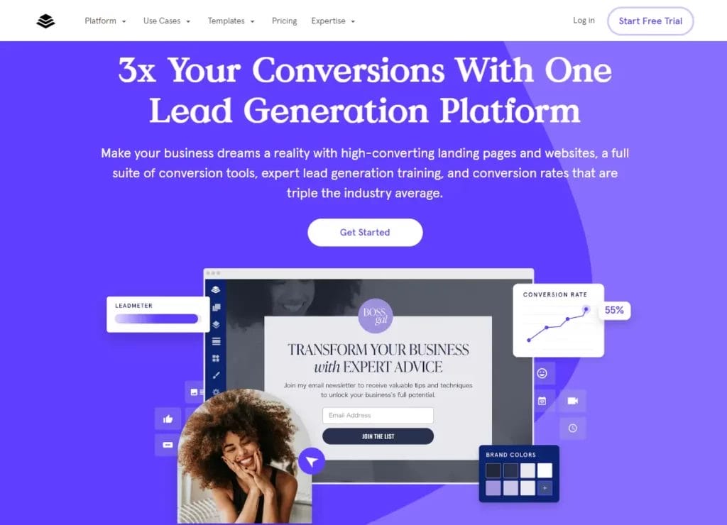 product imagery visual cue example from leadpages