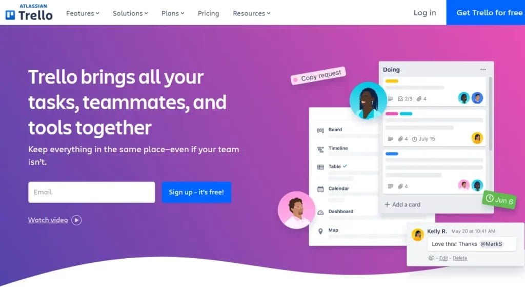 minimal and emphasized text portrait visual cue example from trello