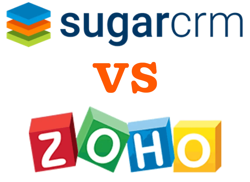 Grafisk fremstilling av SugarCRM vs. Zoho-logoer