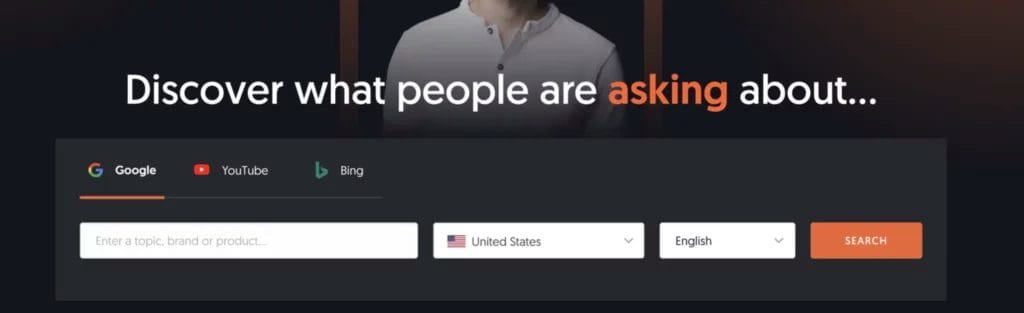 Screenshot of Answer the Public keyword research tool