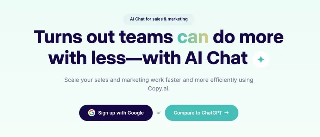 chat by copy.ai homepage