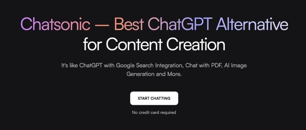 a screenshot of Chatsonic - best chatgpt alternative for content creation