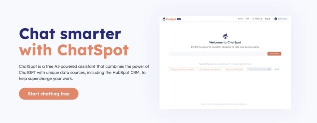 a screenshot of a chat smarter with chatspot website
