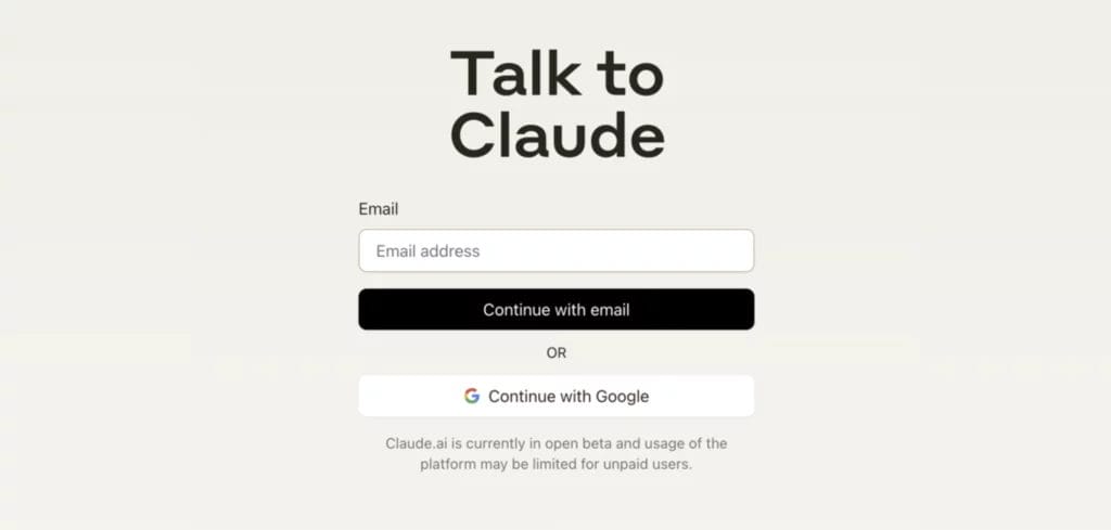 a screenshot of the talk to claude website