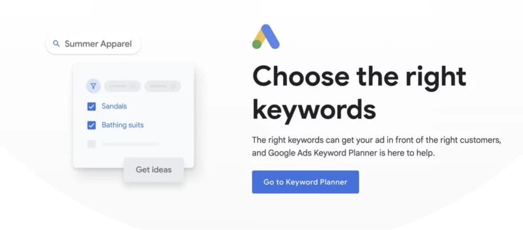 Screenshot of Google Keyword Planner keyword research tool