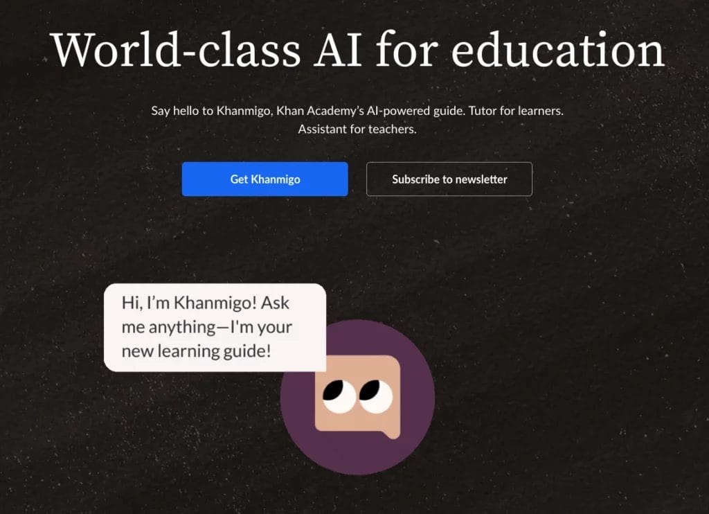 a screenshot of a website that says world-class ai for education