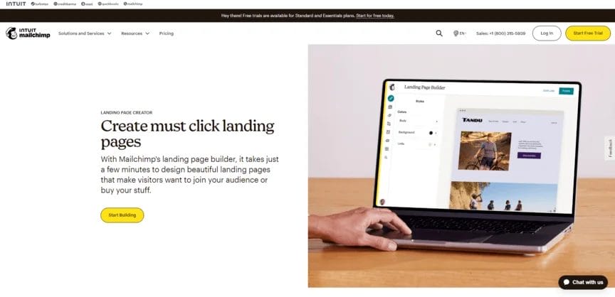 Mailchimp is one of the best and free landing page builders