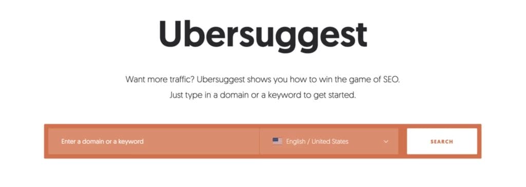 Screenshot of Ubersuggest's keyword research tool