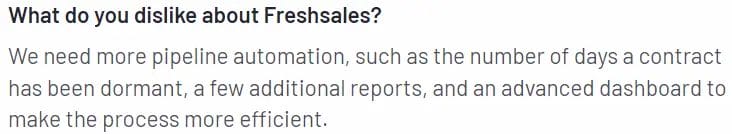 Kundenrezensionen, die zeigen, was sie an Freshsales nicht mögen