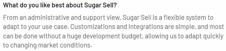 kundens anmeldelse, der fortæller, hvad de kan lide ved Sugar Sell
