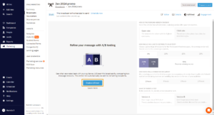a screenshot of the Nutshell dashboard showing the a/b testing function