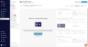 a screenshot of the Nutshell dashboard showing the a/b testing function