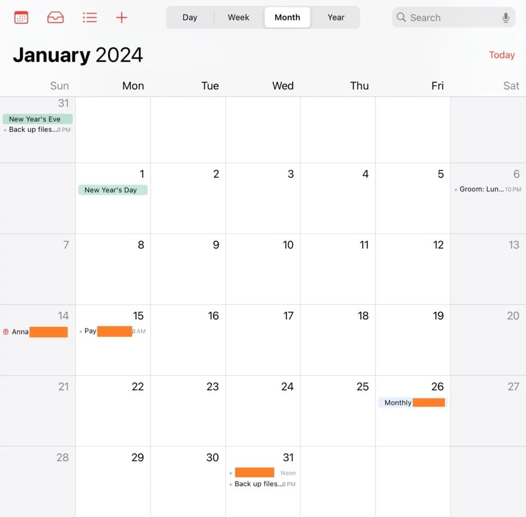 Apple Calendar online calendar app screenshot