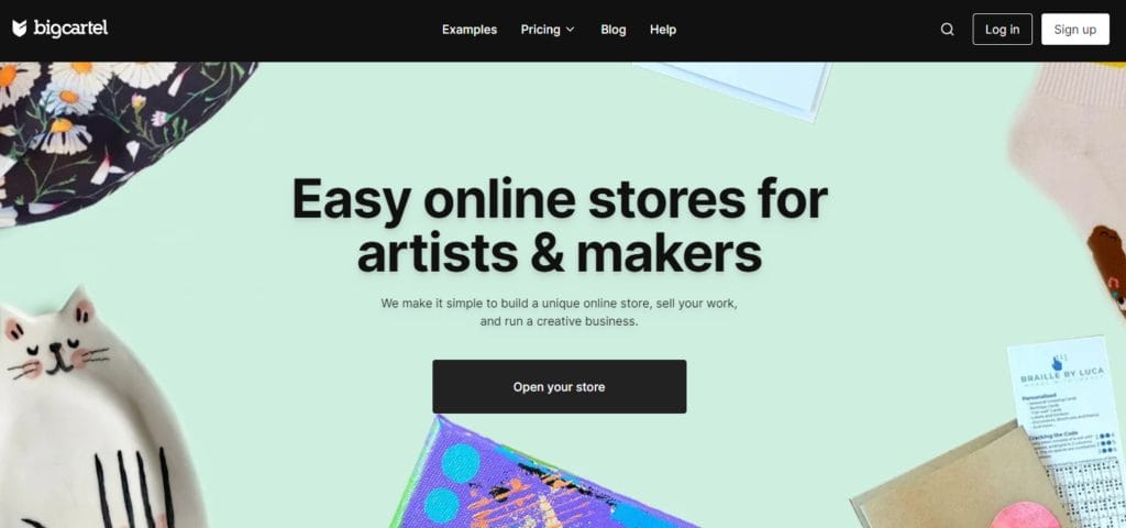 Big Cartel ecommerce platform homepage