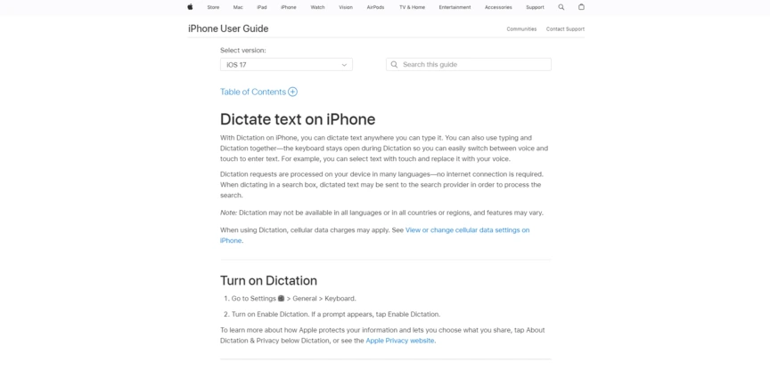speech to text software Screenshot of Apple Dictation as another option for one of the good speech-to-text apps