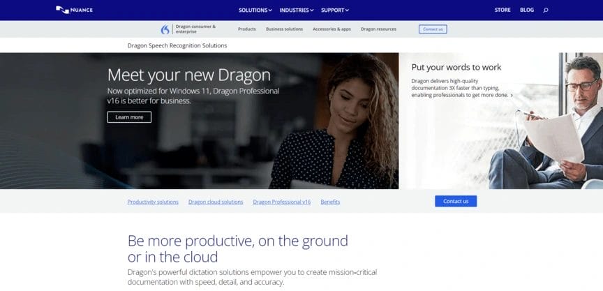 A screenshot of Dragon by Nuance one of the best voice-to-text software tools