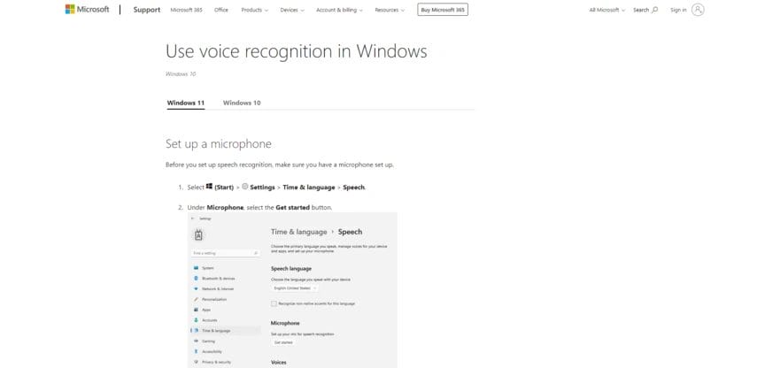 A screenshot of a top speech-to-text app called Windows Speech
