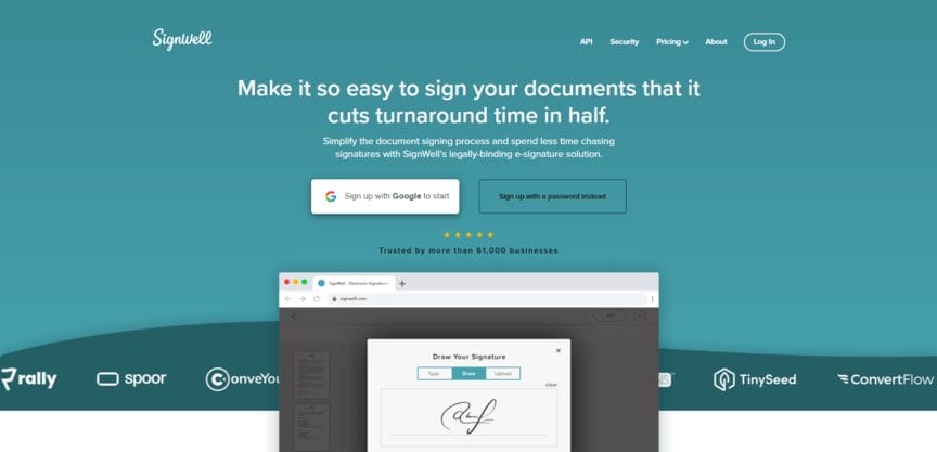 SignWell electronic signature app homepage