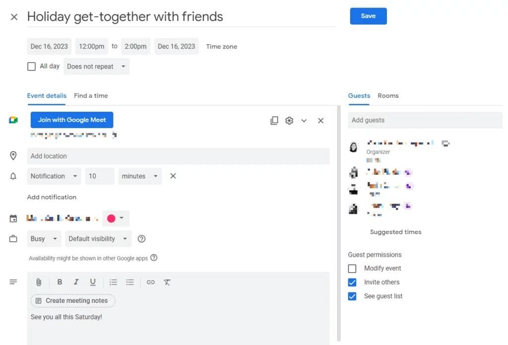 Screenshot of Google calendar one of the best online calendars