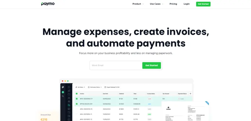 Paymo free invoicing app homepage