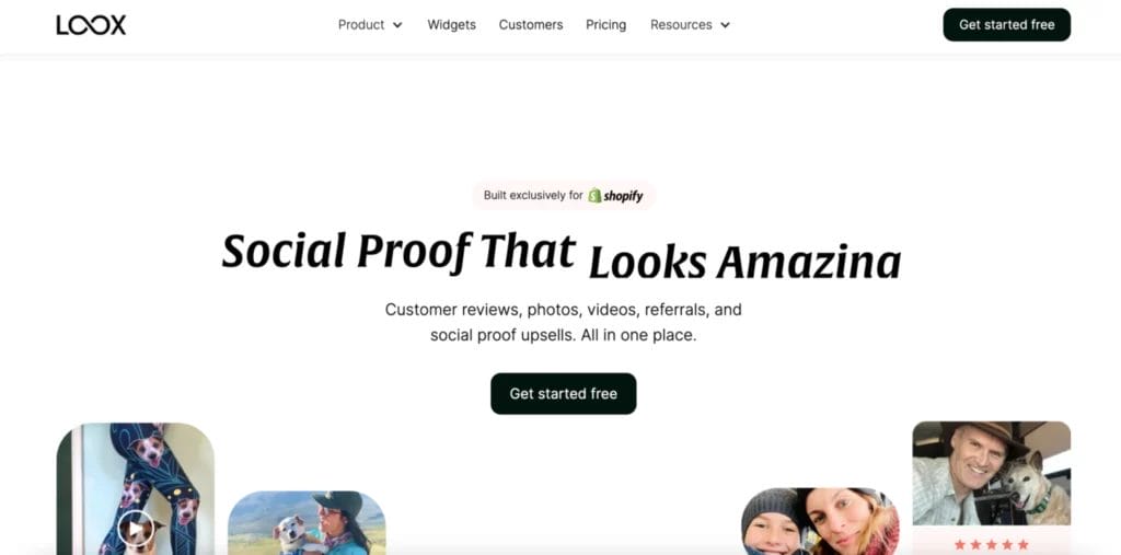 Landing page of Loox, the visual brand review app