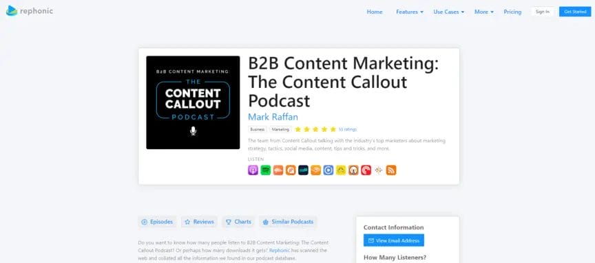 The Content Callout marketing podcast homepage
