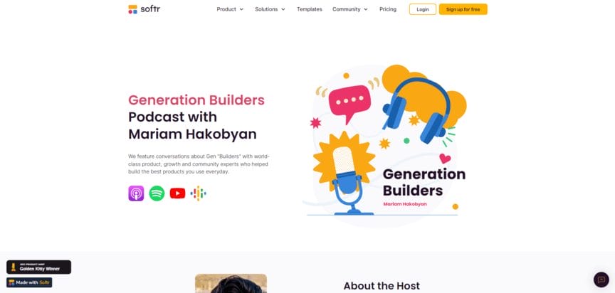 Generation Builders marketing podcast homepage