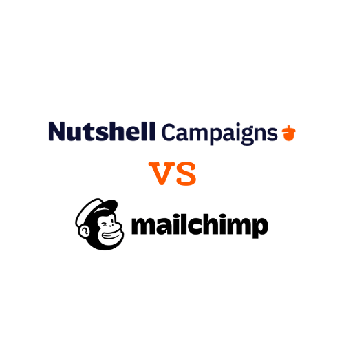 Nutshell Campaigns  vs. Mailchimp -logo valkoisella pohjalla.