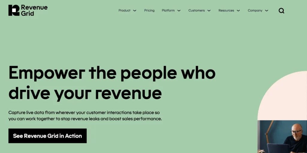 a website for revenue grid says empower the people who drive your revenue