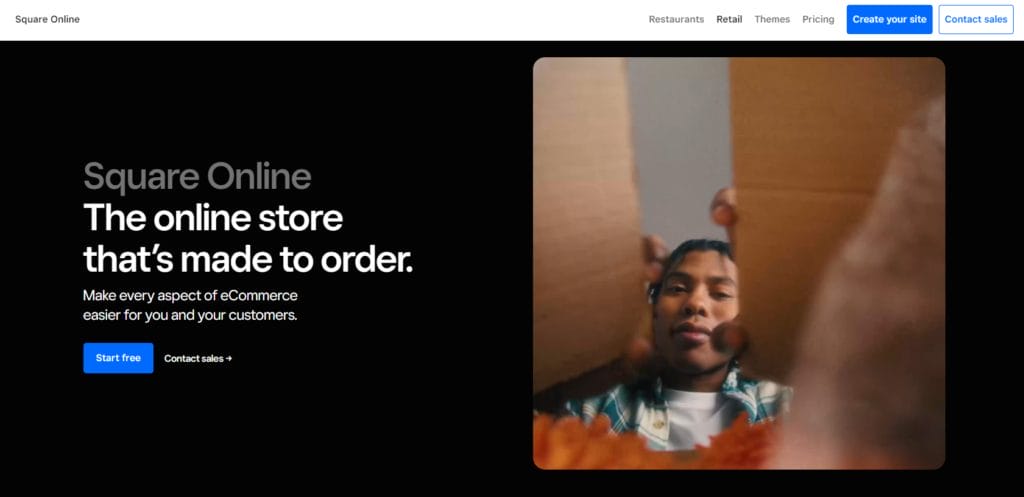 Square Online ecommerce platform homepage