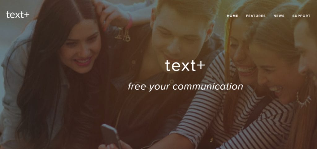 TextPlus texting app homepage