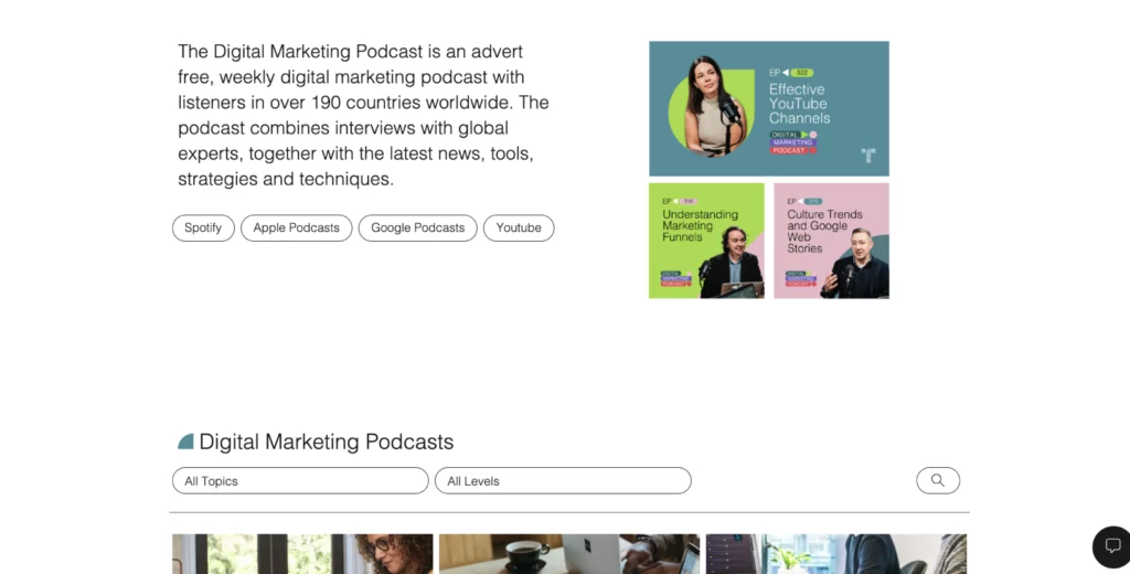 The Digital Marketing Podcast homepage