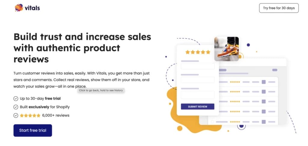 Screenshot of Vitals one of the best product review apps