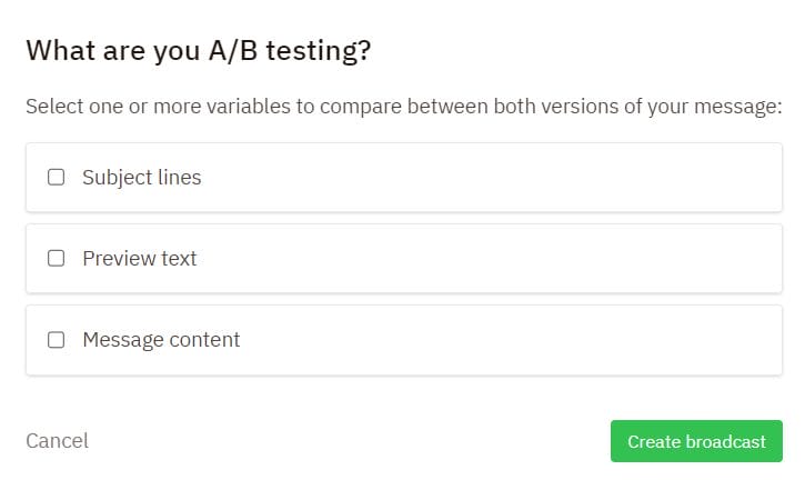 Email elements to A/B test