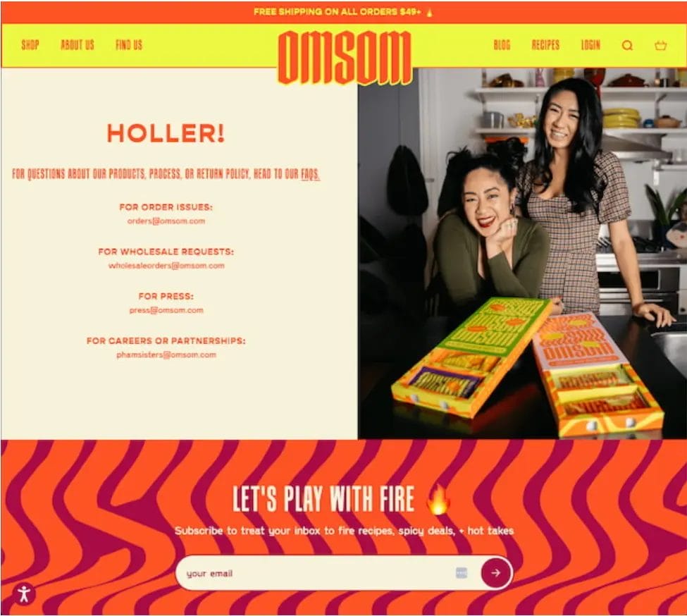 Omsom contact form example screenshot
