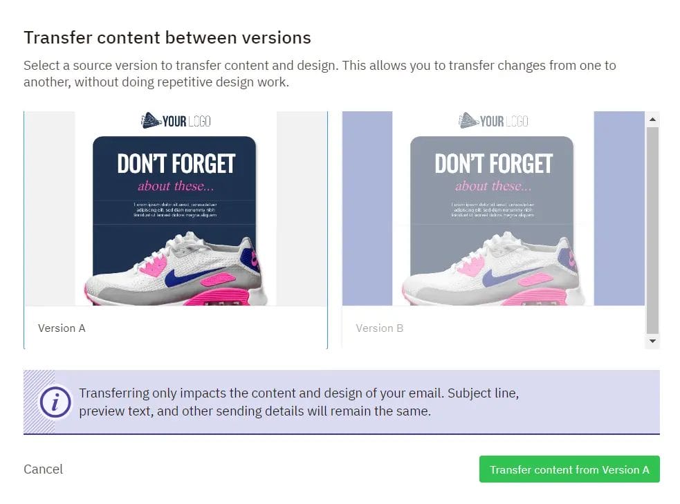 Email A/B testing for visual elements