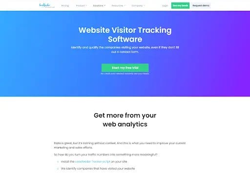 Screenshot of Leadfeeder website visitor tracking software