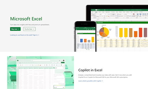 an advertisement for microsoft excel shows a phone and a laptop